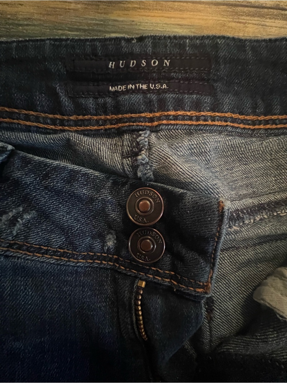 🇺🇸 HUDSON Signature Flap Pocket Double Button Jeans Size 30 Made in USA